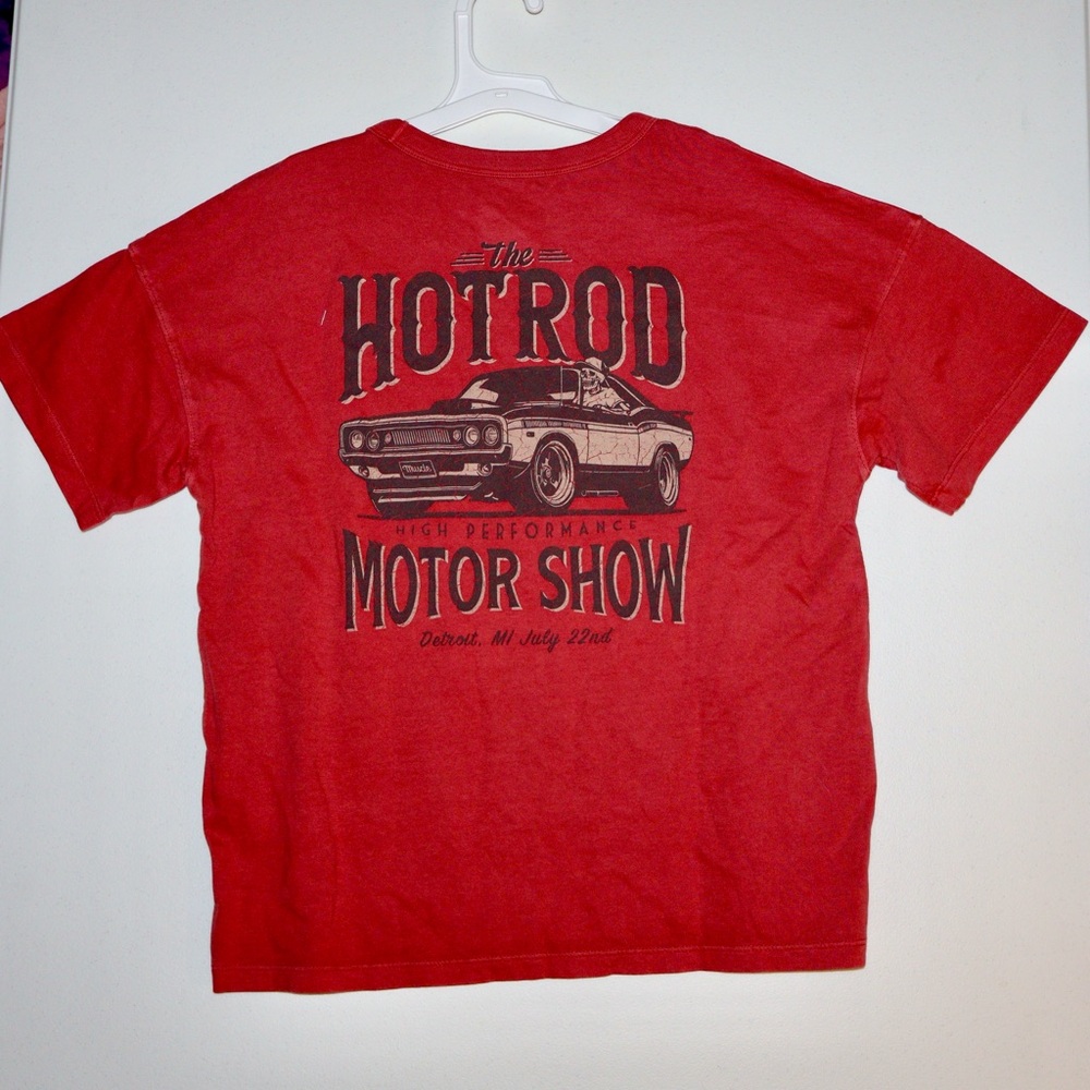 Cat & Jack Hot Rod Motor Show Graphic Tee - Red NWT Boys Large Oversized Short